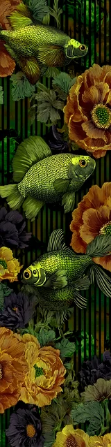 Free printable fish bookmark featuring vertical stripes green fish bookmark